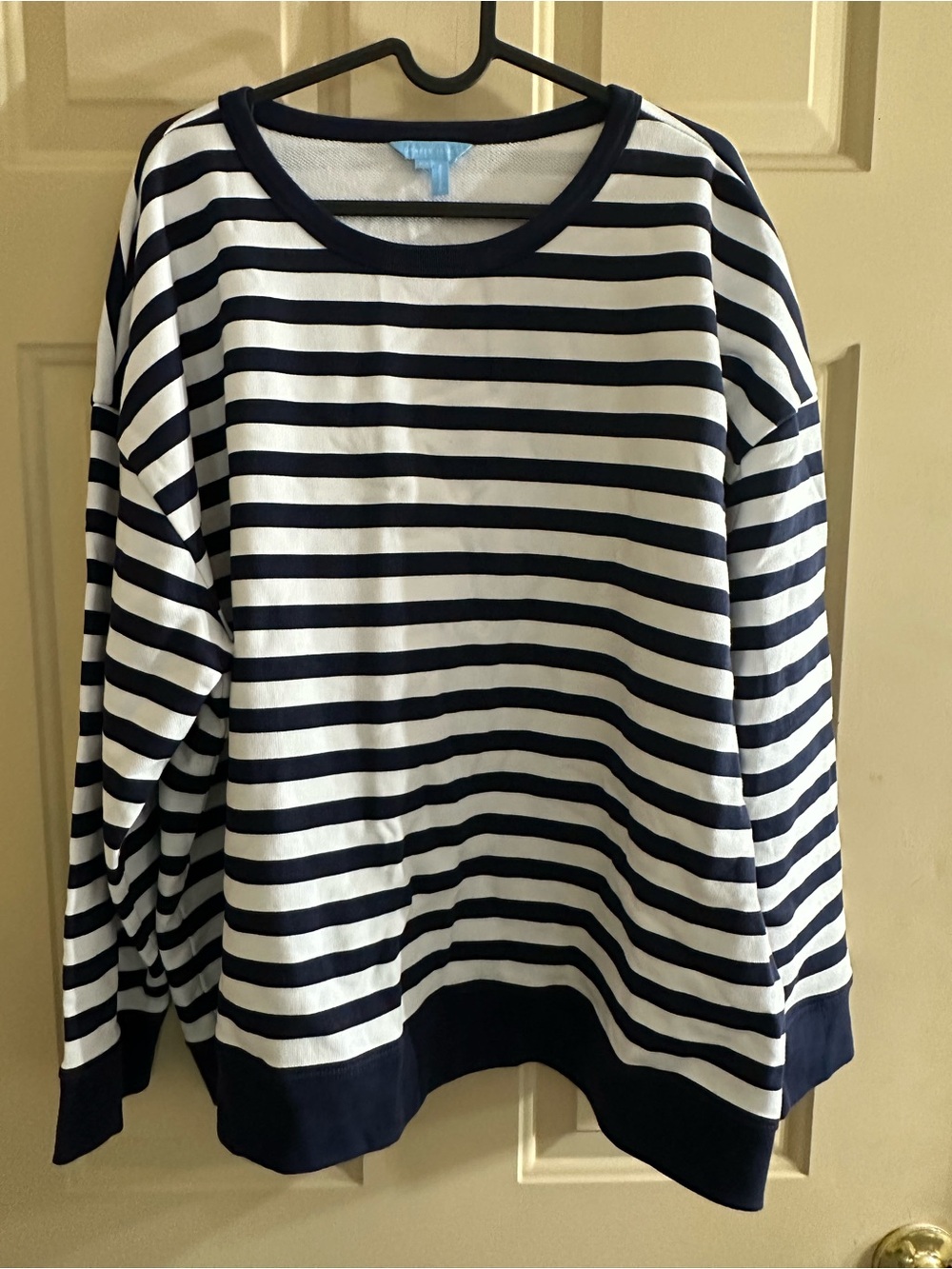 Draper James Navy and White Striped Crewneck Sweater